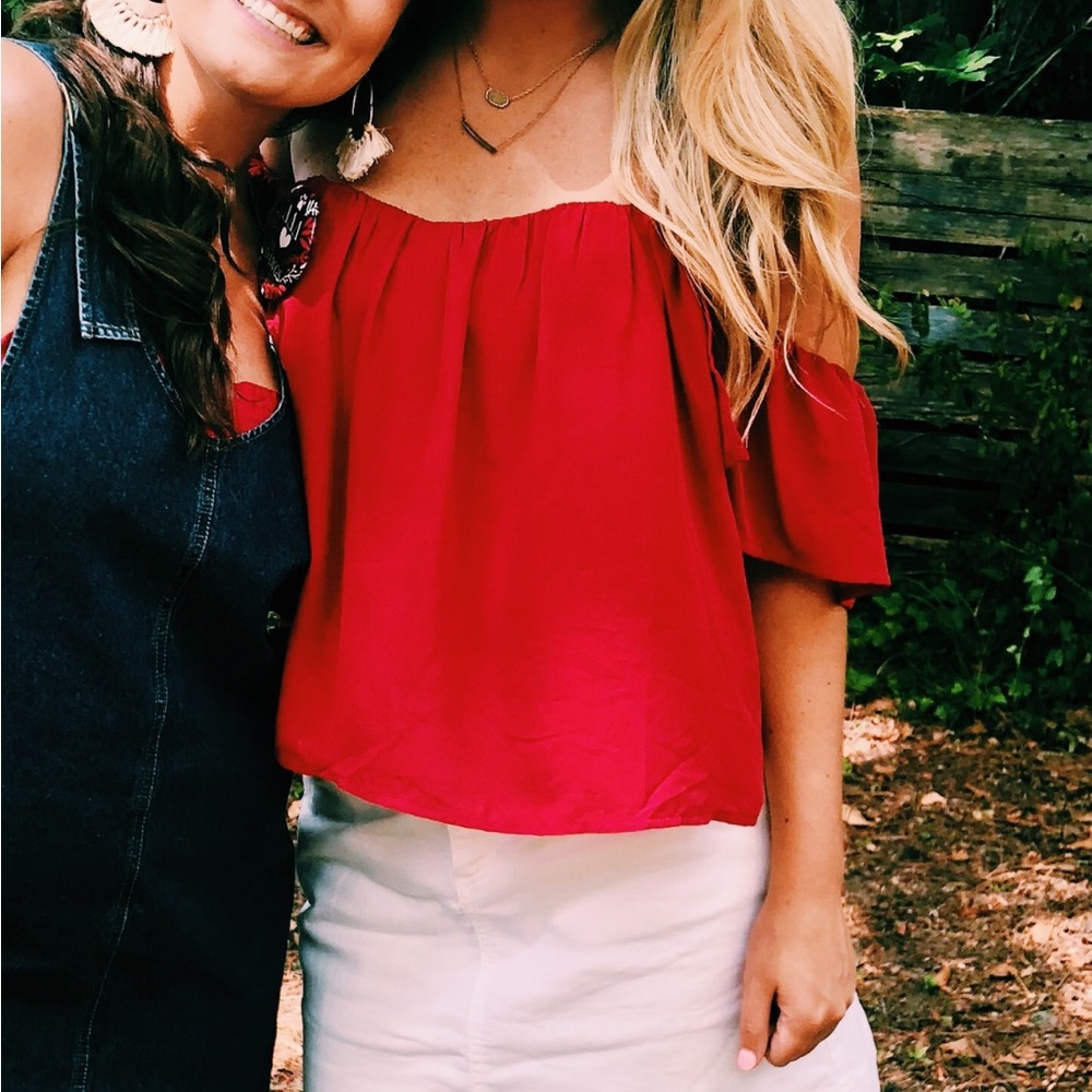 Boutique Red Off-Shoulder Women's Top